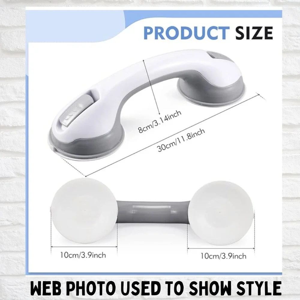 2 Pack 12in Suction Shower Grab Bars Safety Handles for Seniors Handicap White